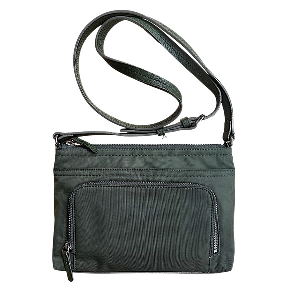 NORDSTROM Green Nylon Crossbody Bag 10”x 8”x 2.5” Messenger Bag - Picture 1 of 12